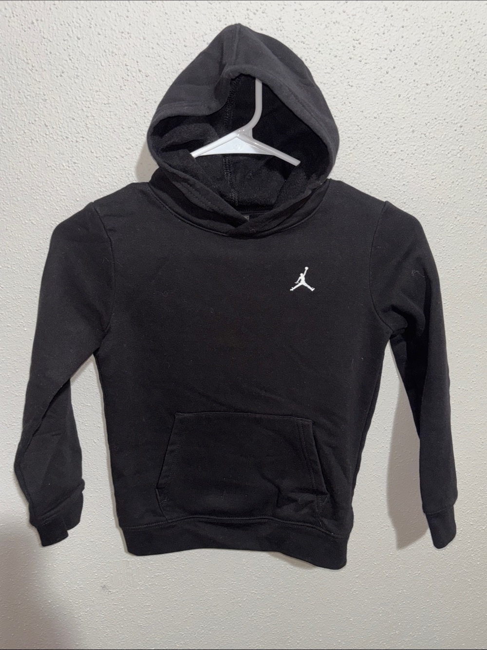 Jordan - Youth Black Hoodie with White Jumpman (size 7)